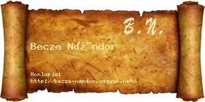 Becze Nándor névjegykártya